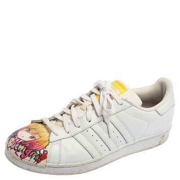 Pre Owned Adidas Pharrell Williams White Leather Pharell Supershell Super Low Top Sneakers Size 42.5 