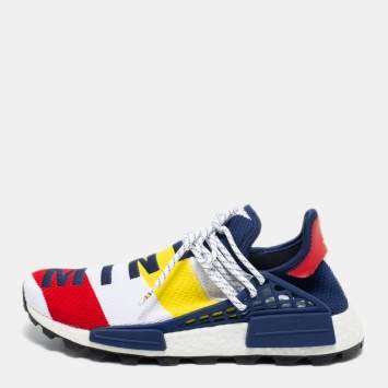 Pre Owned Pharrell Williams x Addidas Multicolor Knit Fabric BBC HU NMD Sneakers Size 43.5