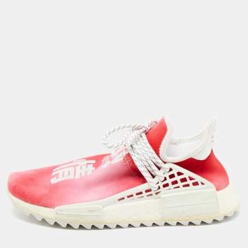 Pre Owned Pharrell Williams x Adidas Red Knit Fabric NMD HU China Pack Passion Sneakers Size 41.5