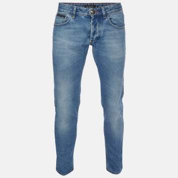 Pre Owned Philipp Plein Blue Denim Straight Fit Jeans M/Waist 32" 