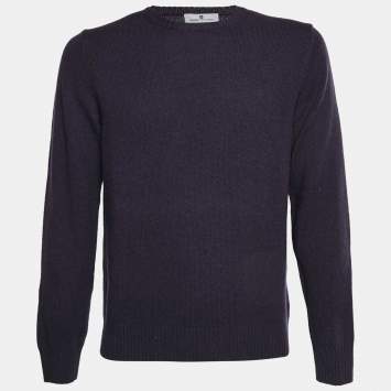 مملوكة مسبقًا Pierre Balmain Purple Wool Knit Crewneck Sweater M