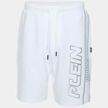 Plein Sport White Jersey Logo Printed Short M