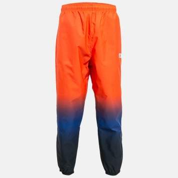 Pre Owned Polo Ralph Lauren Orange Polo Print Synthetic Track Pants XXL