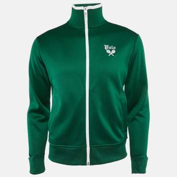 Pre Owned Polo Ralph Lauren Green Embroidered Jersey Zip-Up Track Jacket S