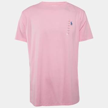 Pre Owned Polo Ralph Lauren Pink Jersey Crewneck T-Shirt L