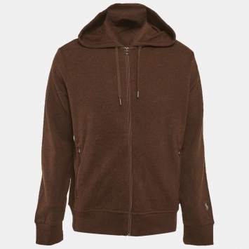 مملوكة مسبقًا Polo Ralph Lauren Brown Cotton Knit Zip-Up Hoodie M