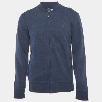 مملوكة مسبقًا Polo Ralph Lauren Blue Cotton Knit Zip-Up Jacket S