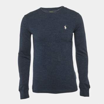 Pre Owned Polo Ralph Lauren Blue Jersey Long Sleeve Top XS