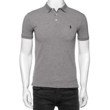 Pre Owned Polo Ralph Lauren Grey Cotton Knit Polo T-Shirt S