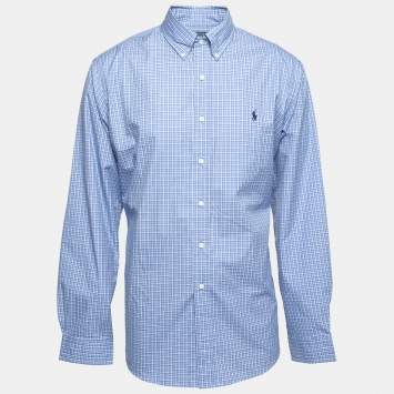 Pre Owned Polo Ralph Lauren Blue Checked Cotton Button Front Shirt XL