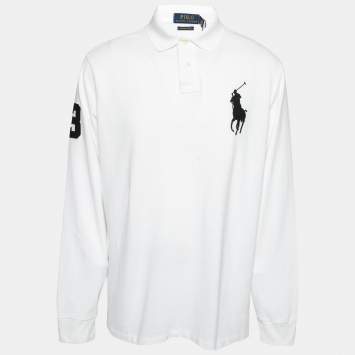 مملوكة مسبقًا Polo Ralph Lauren White Cotton Pique Custom Slim Fit Polo T-Shirt XL