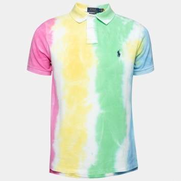 Pre Owned Polo Ralph Lauren Multicolor Tie-Dye Cotton Polo Shirt M   