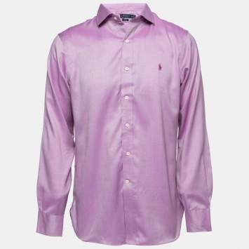 Pre Owned Polo Ralph Lauren Purple Cotton Button Front Slim Fit Shirt L
