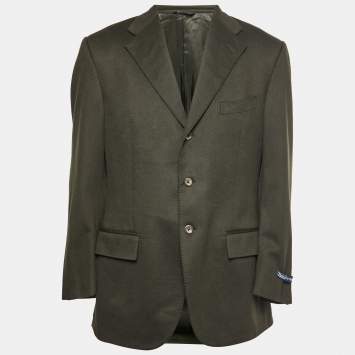 Pre Owned Polo Ralph Lauren Green Cashmere Single Breasted Blazer L