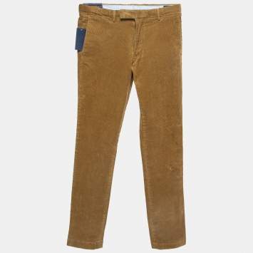 Pre Owned Polo Ralph Lauren Brown Corduroy Stretch Slim Fit Trousers L Waist 31"