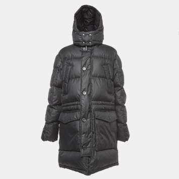 Pre Owned Polo Ralph Lauren Black Quilted Zip Front Down Coat M