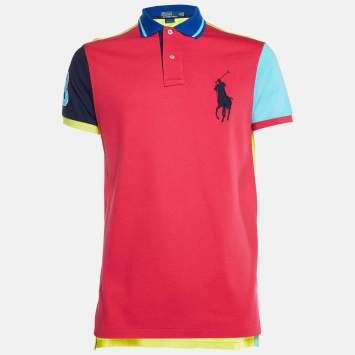 Pre Owned Polo Ralph Lauren Multicolor Cotton Pique Polo T-Shirt M