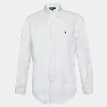 Pre Owned Polo Ralph Lauren White Cotton Custom Fit Button Down Shirt M