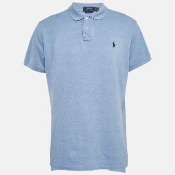 Pre Owned Polo Ralph Lauren Blue Logo Embroidered Cotton Polo T-Shirt XL