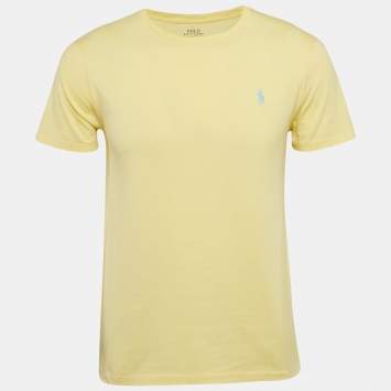 Pre Owned Polo Ralph Lauren Yellow Jersey Custom Slim Fit T-Shirt M
