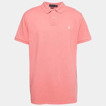 Pre Owned Polo Ralph Lauren Pink Pique Cotton Polo T-Shirt XXL