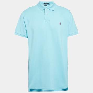 Pre Owned Polo Ralph Lauren Blue Pique Cotton Custom Slim Fit T-Shirt XL