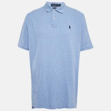 Pre Owned Polo Ralph Lauren Blue Cotton Pique Classic Fit Polo T-Shirt XL