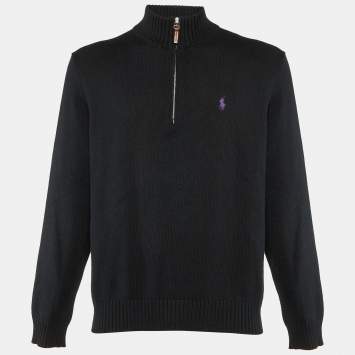 Pre Owned Polo Ralph Lauren Black Cotton Knit Sweater L