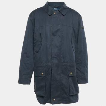 Pre Owned Polo Ralph Lauren Vintage Navy Blue Cotton Zip-Up Utility Jacket L
