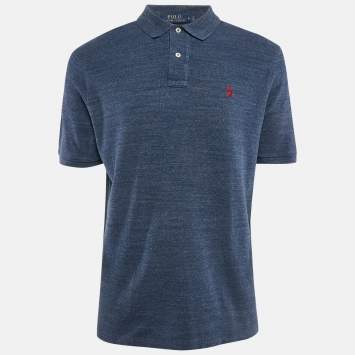 Pre Owned Polo Ralph Lauren Navy Blue Cotton Classic Fit Polo T-Shirt L