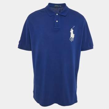 Pre Owned Polo Ralph Lauren Blue Embroidered Cotton Pique Classic Fit Polo T-Shirt XXL