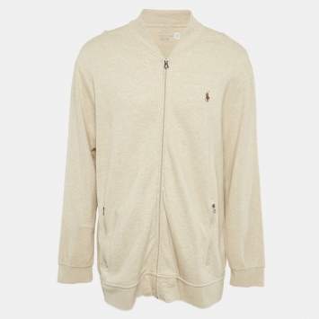 Pre Owned Polo Ralph Lauren Beige Jersey Zip-Up Jacket XXL