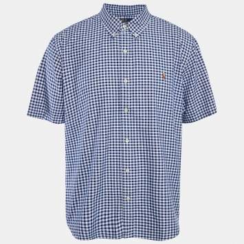 Pre Owned Polo Ralph Lauren Blue Gingham Check Cotton Classic Fit Shirt XXL