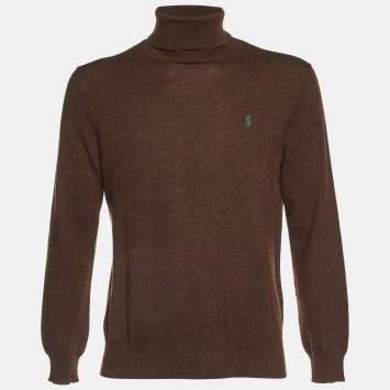 Pre Owned Polo Ralph Lauren Brown Merino Wool Turtle Neck Sweater M