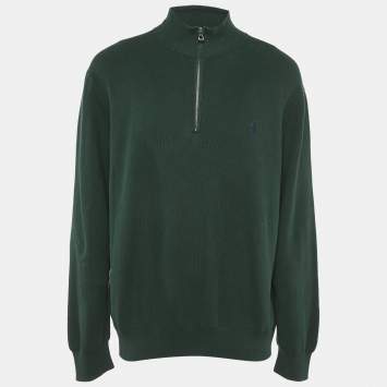Pre Owned Polo Ralph Lauren Green Pique Cotton Polo Long Sleeve T-Shirt XXL