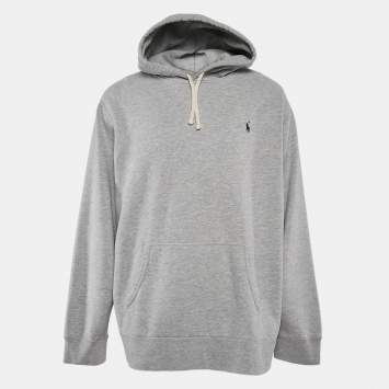 Pre Owned Polo Ralph Lauren Grey Cotton Blend Knit Hoodie XXL