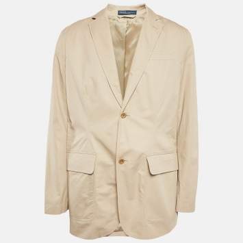 Pre Owned Polo Ralph Lauren Beige Cotton Single Breasted Blazer M