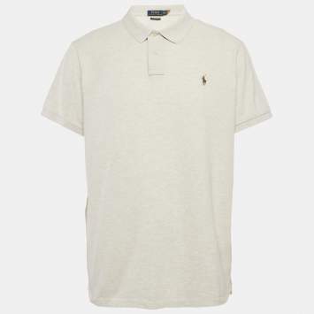 Pre Owned Polo Ralph Lauren Grey Cotton Pique Slim Fit Polo T-Shirt XXL