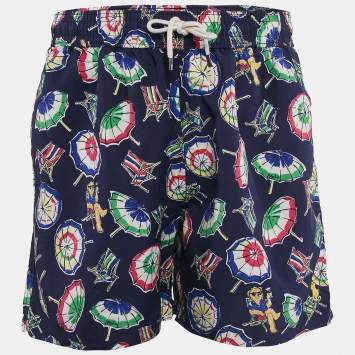 Pre Owned Polo Ralph Lauren Navy Blue Printed Swim Briefs L