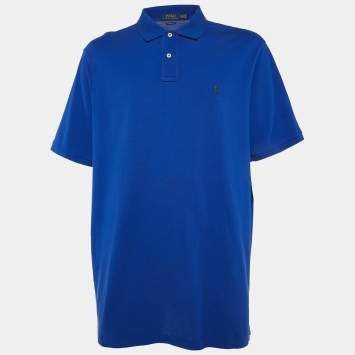 Pre Owned Polo Ralph Lauren Blue Embroidered Cotton Classic Fit Polo T-Shirt XXL