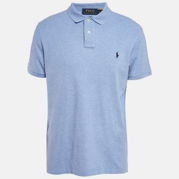 Pre Owned Polo Ralph Lauren Blue Cotton Pique Slim Fit Polo T-Shirt XL