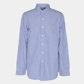Pre Owned Polo Ralph Lauren Blue/White Striped Cotton Button Front Shirt XL