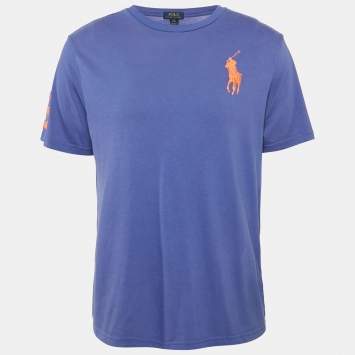 Pre Owned Polo Ralph Lauren Purple Logo Embroidered Crew Neck T-Shirt XL