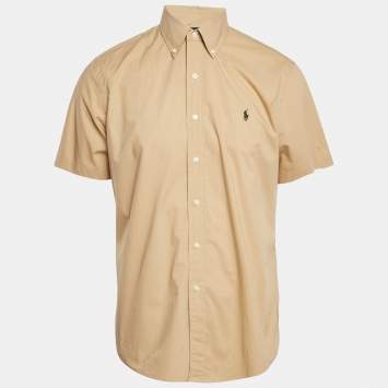 Pre Owned Polo Ralph Lauren Beige Cotton Short Sleeve Shirt L