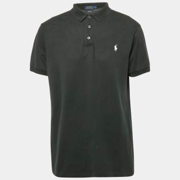 Pre Owned Polo Ralph Lauren Black Cotton Slim Fit Polo T-Shirt XL