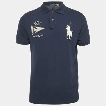 Polo Ralph Lauren Blue Cotton Pique Applique Detail Polo T-Shirt M