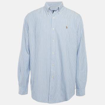 Pre Owned Polo Ralph Lauren Blue Striped Cotton Classic Fit Shirt L