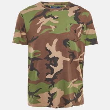 Polo Ralph Lauren Green/Multicolor Camouflage Print Crew Neck T-Shirt L