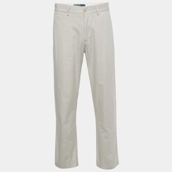 Pre Owned Polo Ralph Lauren Cream Cotton Formal Trousers L
