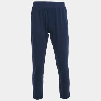Pre Owned Polo Ralph Lauren Navy Blue Logo Embroidered Cotton Joggers XL